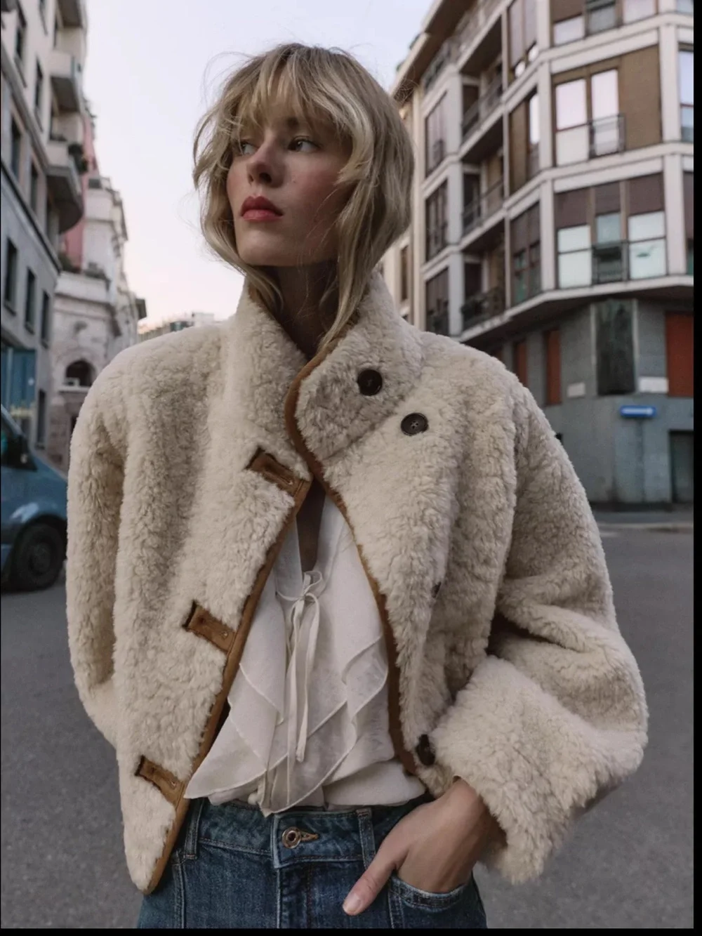 Zara Real Suede Shearling Reversable Jacket in Camel XS - Picture 2 of 10